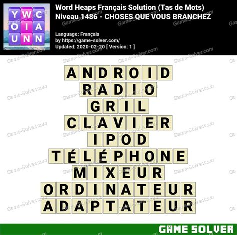wordalot 1486|Solution Wordalot Niveau 1486 .